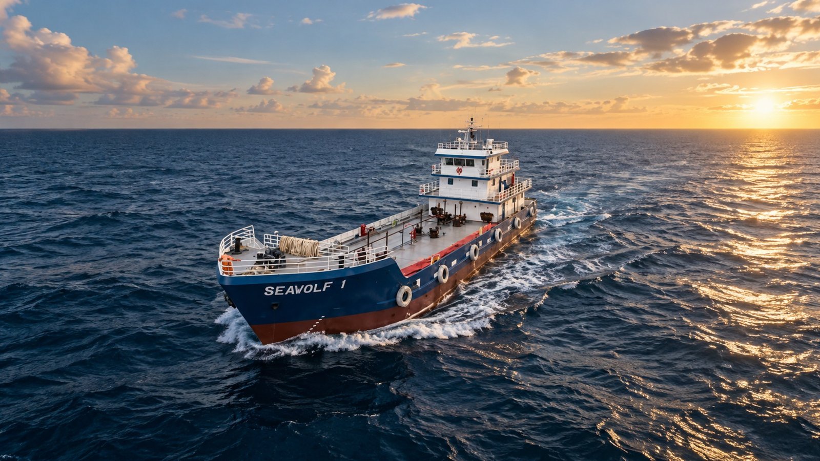 Embarcação navegando em mar aberto